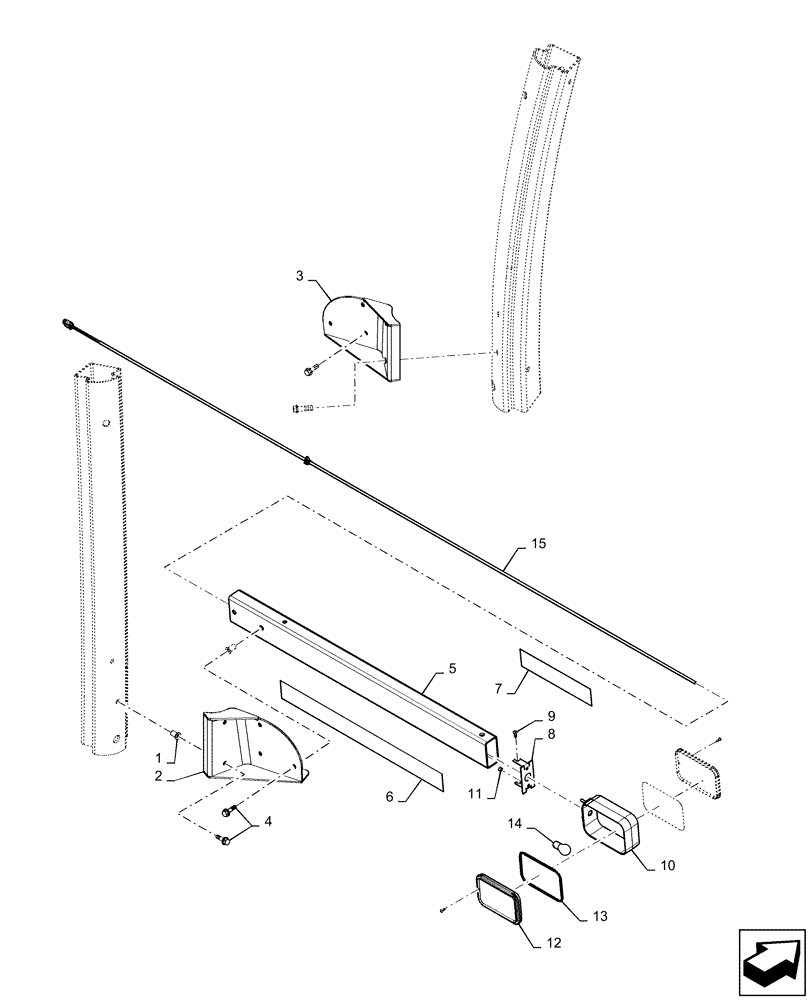 Схема запчастей Case IH MAGNUM 200 - (55.404.AF[01]) - WIDE TRANSPORT LAMP ASSEMBLY - FIXED (55) - ELECTRICAL SYSTEMS