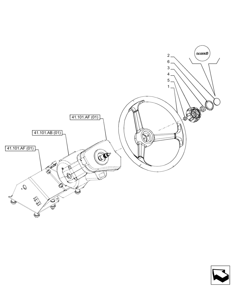 Схема запчастей Case IH PUMA 185 CVT - (41.101.AJ[01]) - VAR - 391176, 758255, 758256, 758257, 758258, 758259, 758260, 758261, 758262, 758263, 758264, 758265 - STEERING WHEEL (41) - STEERING