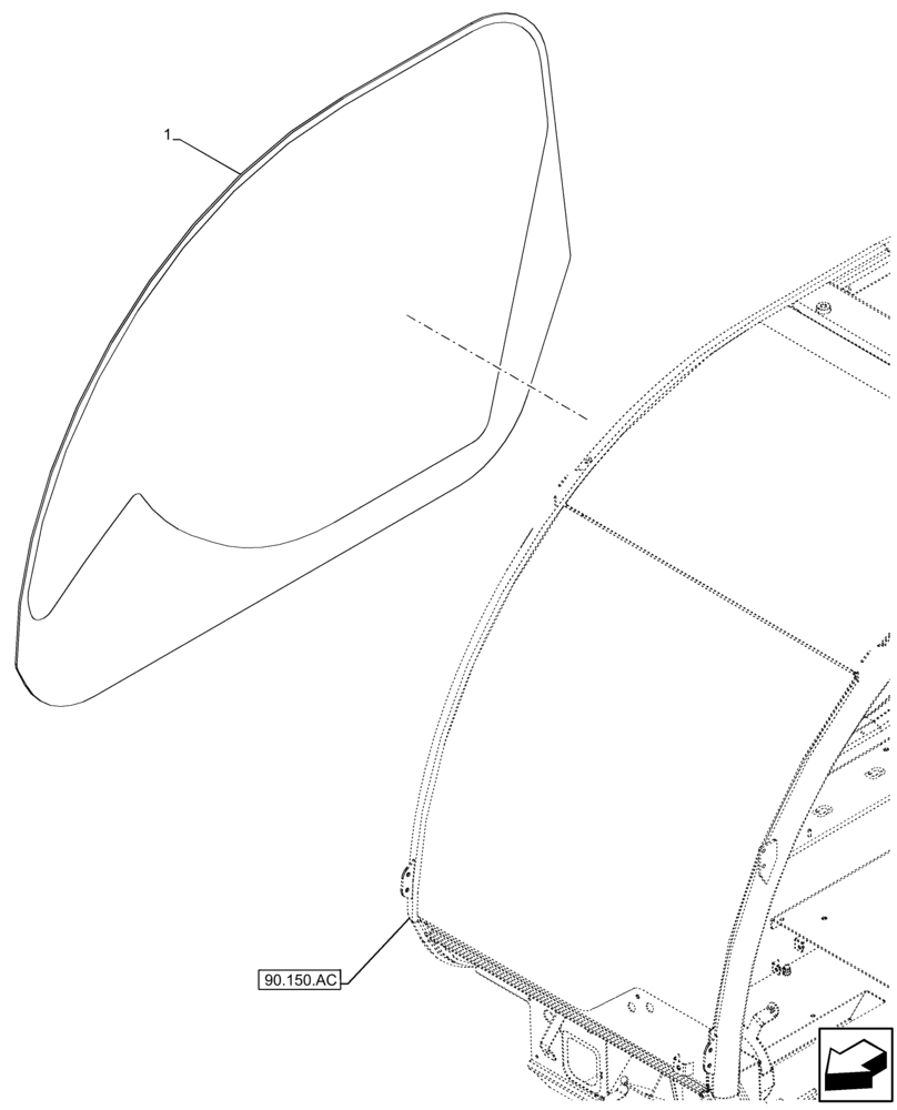 Схема запчастей Case IH FARMLIFT 735 - (90.156.AZ) - CAB GLASS, RIGHT SIDE (90) - PLATFORM, CAB, BODYWORK AND DECALS