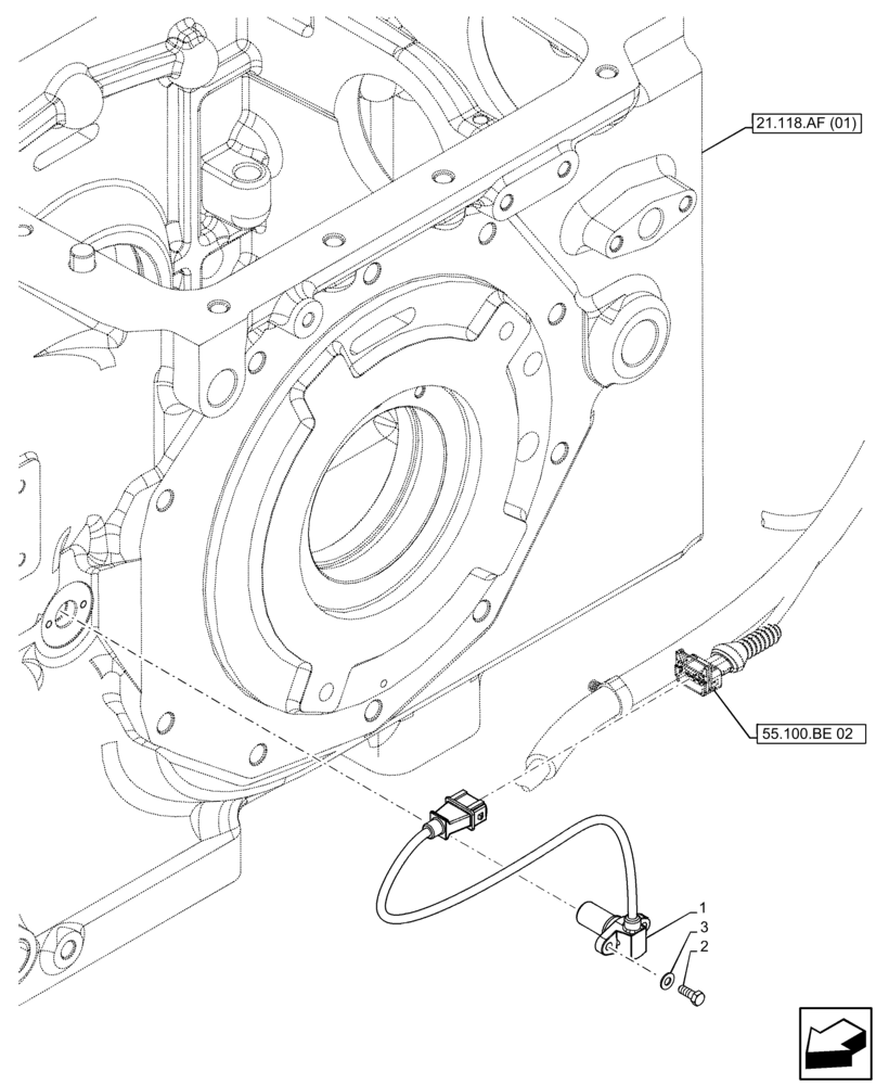 Схема запчастей Case IH FARMALL 95C - (55.020.AB[03]) - VAR - 334183, 334187, 334190, 334211, 391606, 392315, 743496, 743573, 744588 - GEAR, SPEEDOMETER, CAB (55) - ELECTRICAL SYSTEMS