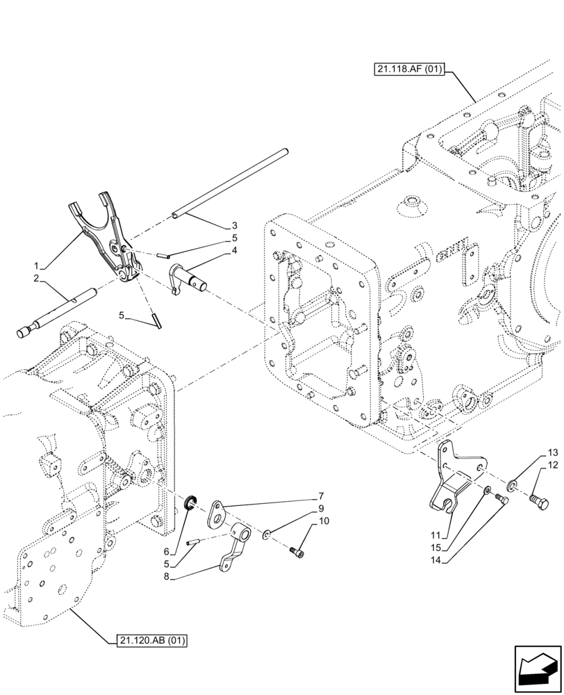 Схема запчастей Case IH FARMALL 105C - (21.160.AK) - VAR - 334176, 744576 - TRANSMISSION, CENTRAL REDUCTION GEAR, CONTROLS (12X12 CREEPER) (21) - TRANSMISSION