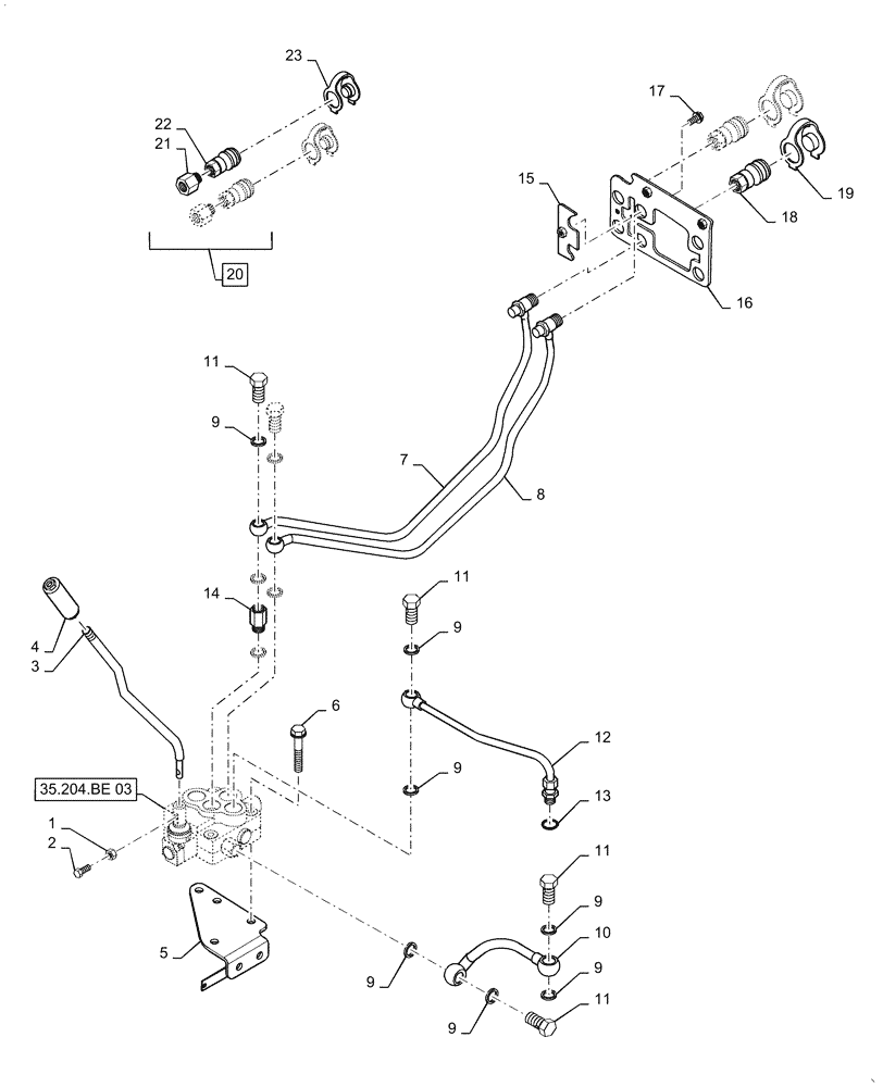 Схема запчастей Case IH FARMALL 35C - (35.204.BE[01]) - REMOTE CONTROL VALVE, FARMALL 30C, 35C (35) - HYDRAULIC SYSTEMS