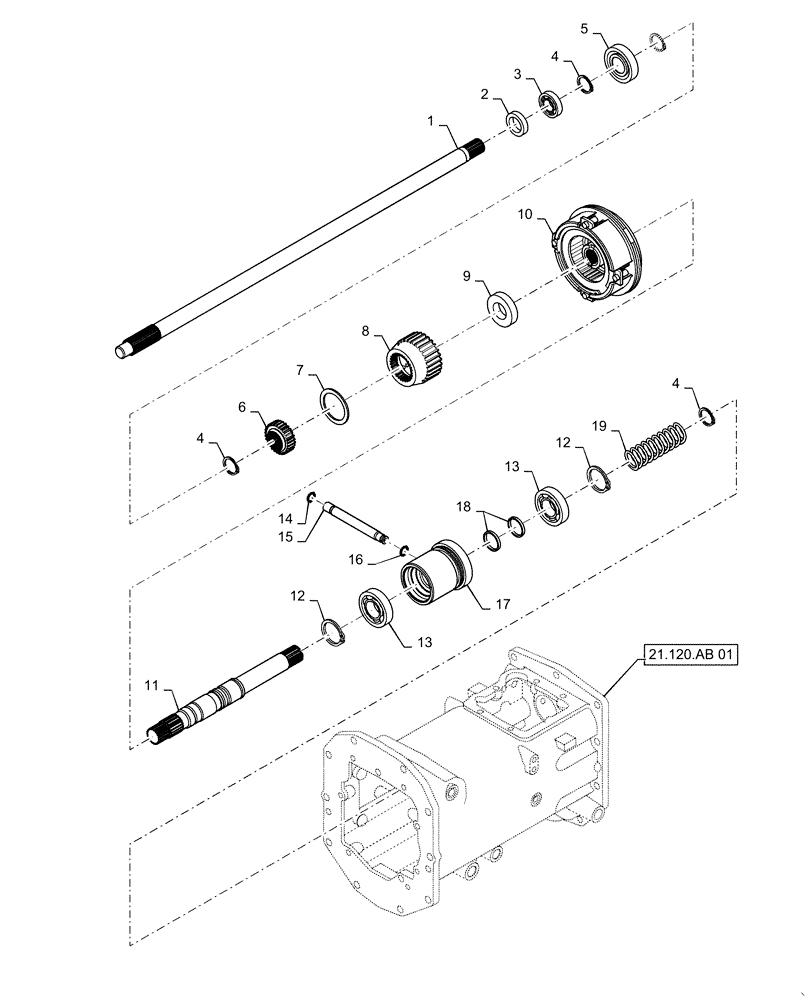 Схема запчастей Case IH FARMALL 35C - (31.110.AO[01]) - PTO SHAFT, MECH, FARMALL 30C, 35C (31) - IMPLEMENT POWER TAKE OFF