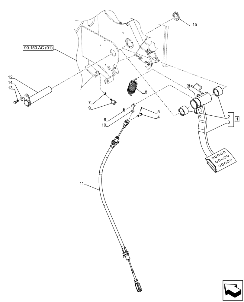 Схема запчастей Case IH FARMALL 115C - (18.100.AF[03]) - VAR - 390067, 743546, 744576 - CLUTCH MECHANISM, PEDAL (8X8) (12X12) (12X12 CREEPER) (18) - CLUTCH