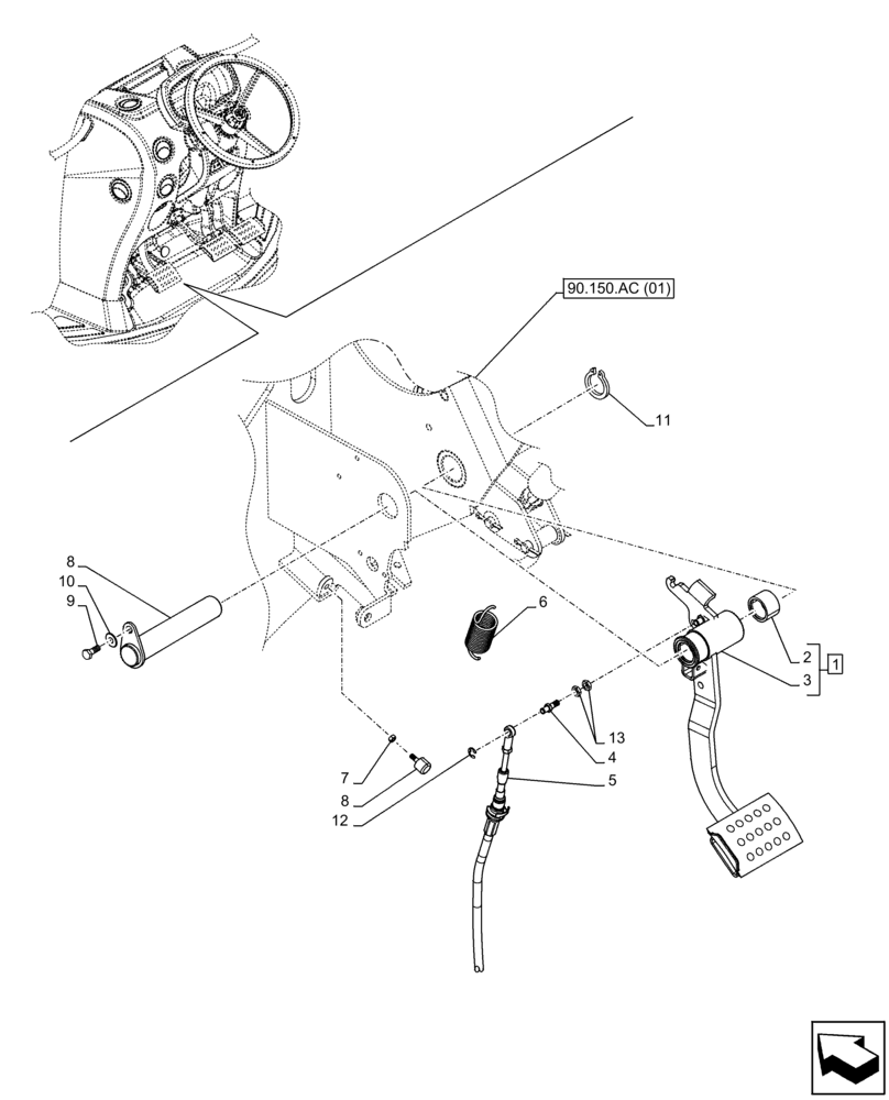 Схема запчастей Case IH FARMALL 115C - (18.100.AF[04]) - VAR - 332118, 330276, 334176 - CLUTCH MECHANISM, PEDAL (12X12 HYD PTO) (18) - CLUTCH