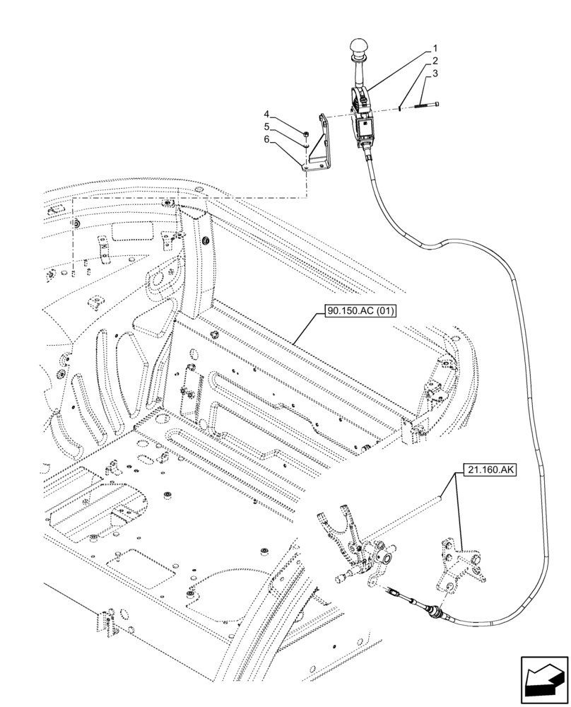 Схема запчастей Case IH FARMALL 105C - (21.160.AI[03]) - VAR - 334177 - CREEPER, CONTROL LEVER, CAB, HI-LO (21) - TRANSMISSION