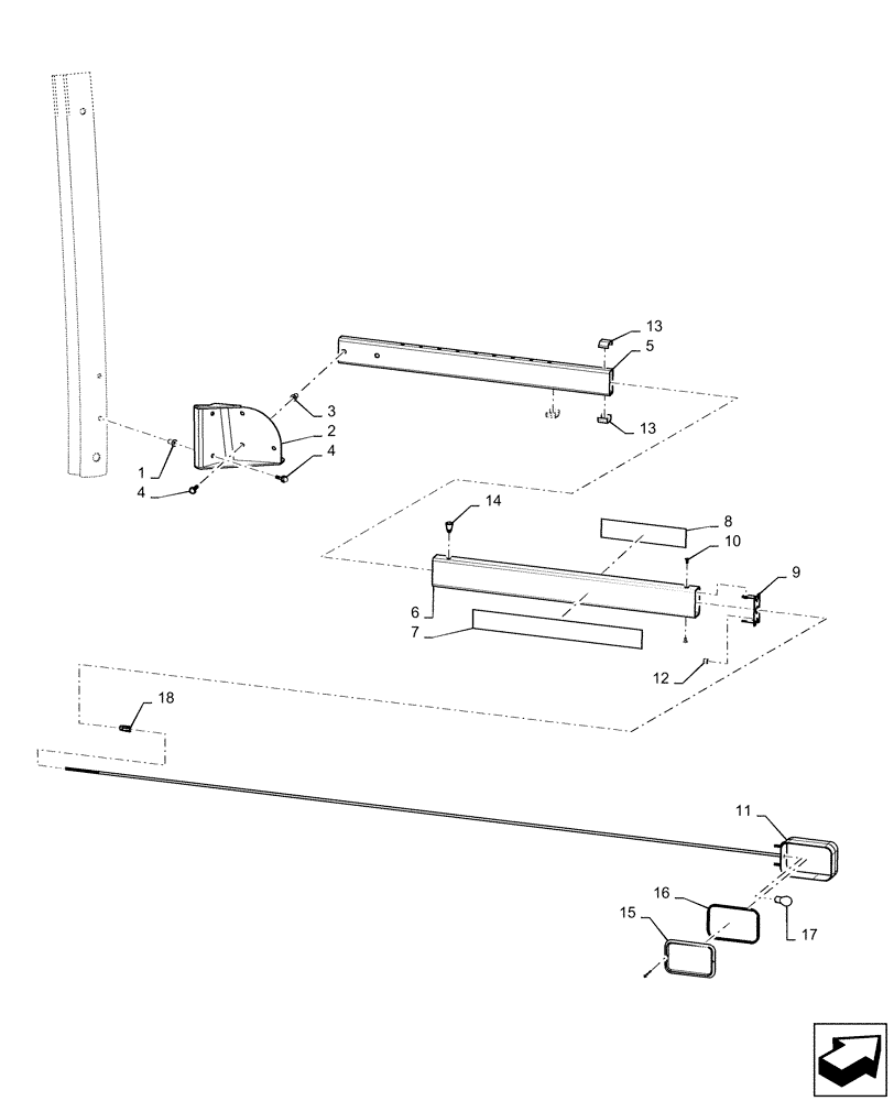 Схема запчастей Case IH MAGNUM 200 - (55.404.AF[02]) - WIDE TRANSPORT LAMP ASSEMBLY - ADJUSTABLE (55) - ELECTRICAL SYSTEMS