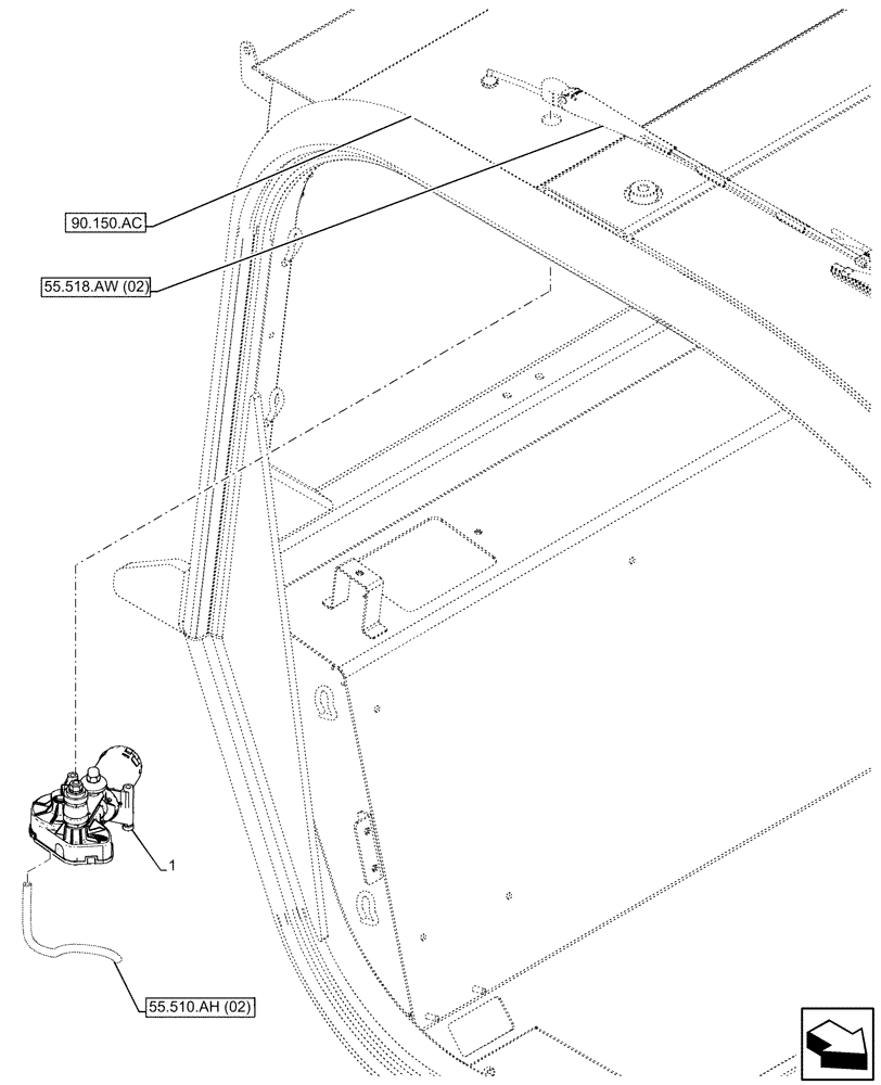 Схема запчастей Case IH FARMLIFT 735 - (55.518.AZ[02]) - WINDSHIELD WIPER, MOTOR, UPPER (55) - ELECTRICAL SYSTEMS