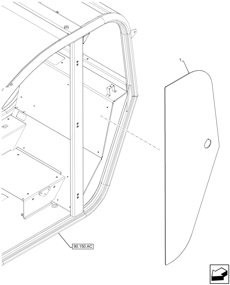 Схема запчастей Case IH FARMLIFT 735 - (90.156.AI) - CAB GLASS, REAR, LEFT SIDE (90) - PLATFORM, CAB, BODYWORK AND DECALS