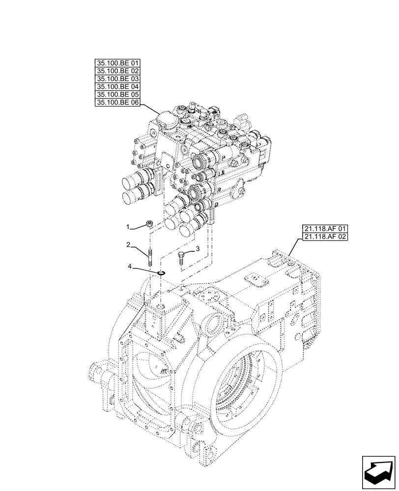 Схема запчастей Case IH MAGNUM 240 - (35.204.BE[07]) - REMOTE CONTROL VALVE, MOUNTING (35) - HYDRAULIC SYSTEMS