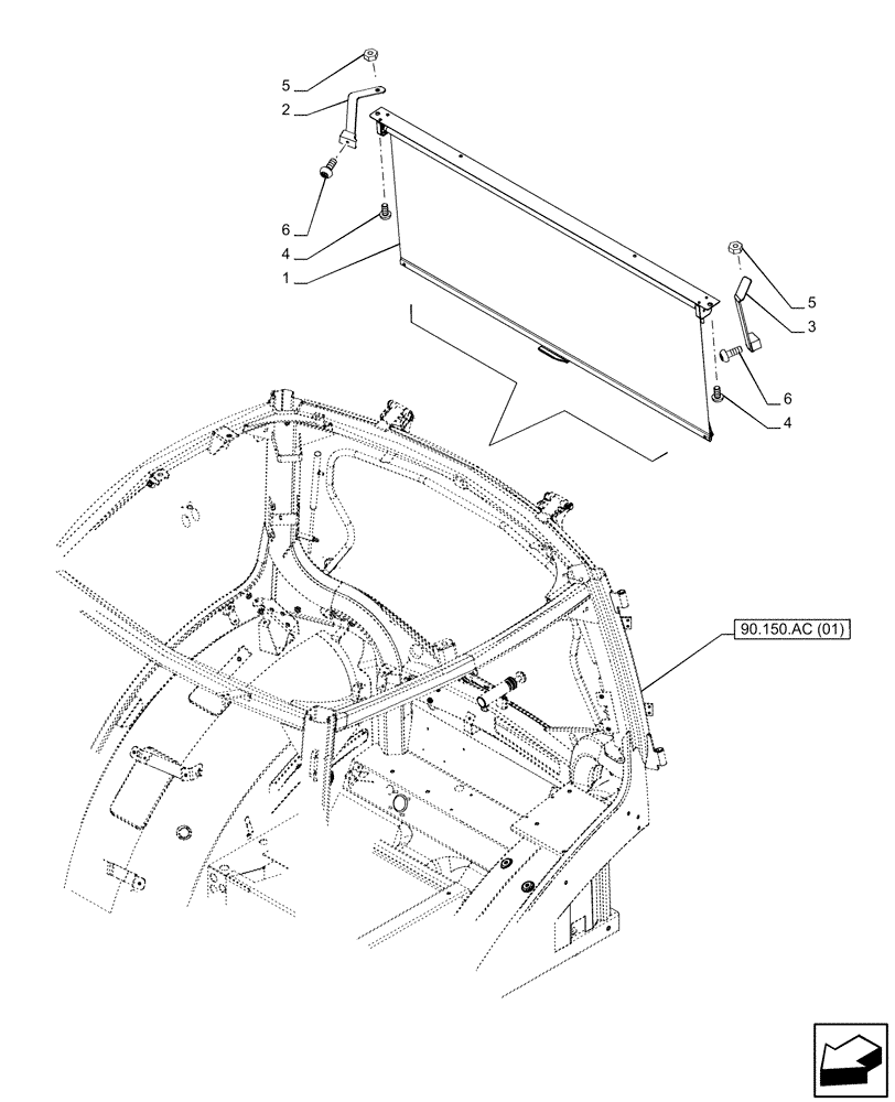 Схема запчастей Case IH PUMA 165 - (90.151.AE[01]) - VAR - 758132, 758133, 758259, 758263, 758265 - SUN VISOR (90) - PLATFORM, CAB, BODYWORK AND DECALS