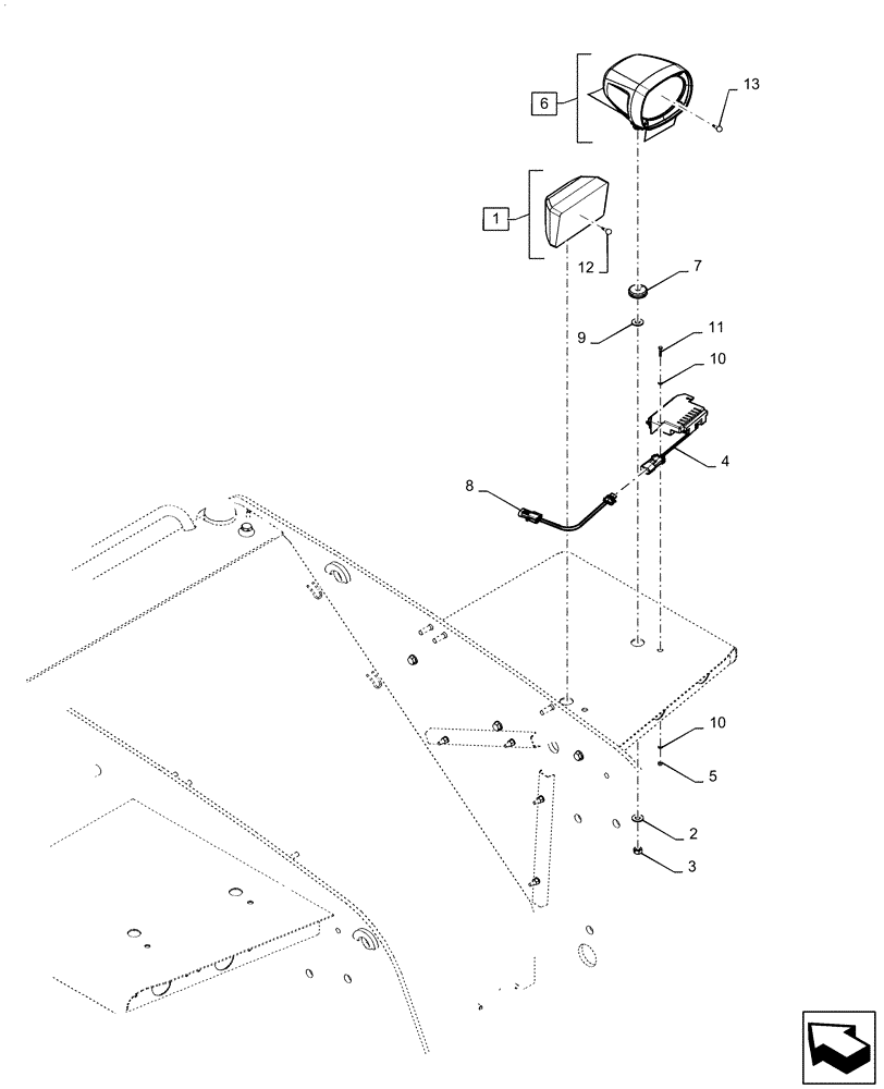 Схема запчастей Case IH QUADTRAC 540 - (55.404.BS[03]) - VAR - 420695, 449344 - REAR FENDER WORKLAMP, HID OPTION 1, BSN ZFF308000 (55) - ELECTRICAL SYSTEMS