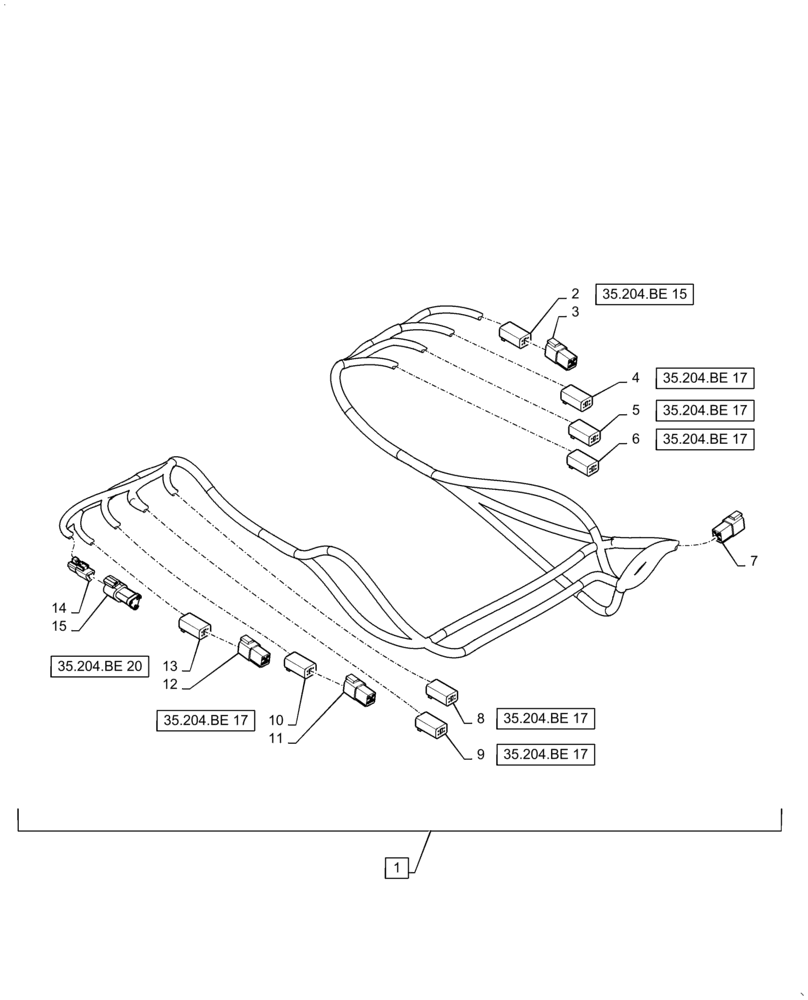 Схема запчастей Case IH STEIGER 420 - (55.620.AB[04]) - VAR - 420403, 424826, 427827 - EHR CONTROL VALVE HARNESS, 5, 6, 8 SPOOL (55) - ELECTRICAL SYSTEMS