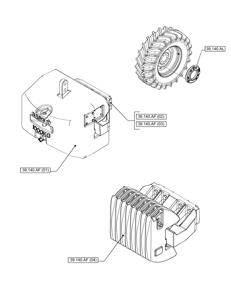 Схема запчастей Case IH PUMA 150 - (00.000.39[01]) - PICTORIAL INDEX - FRAMES AND BALLASTING (00) - GENERAL & PICTORIAL INDEX