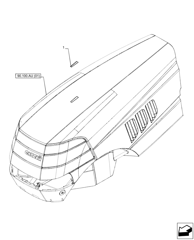 Схема запчастей Case IH PUMA 185 CVT - (90.108.AF) - VAR - 391216, 758207, 758208, 758210 - HOOD, SIGHT (90) - PLATFORM, CAB, BODYWORK AND DECALS