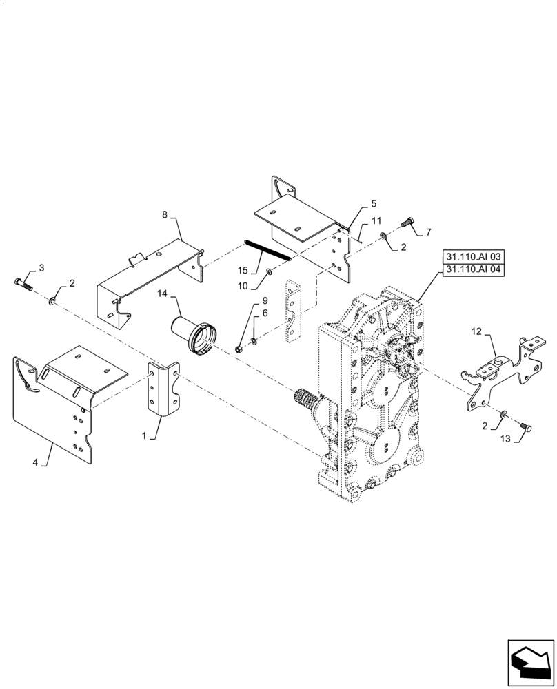 Схема запчастей Case IH QUADTRAC 580 - (31.110.AI[01]) - PTO GEAR HOUSING, W/ 3 POINT HITCH (31) - IMPLEMENT POWER TAKE OFF