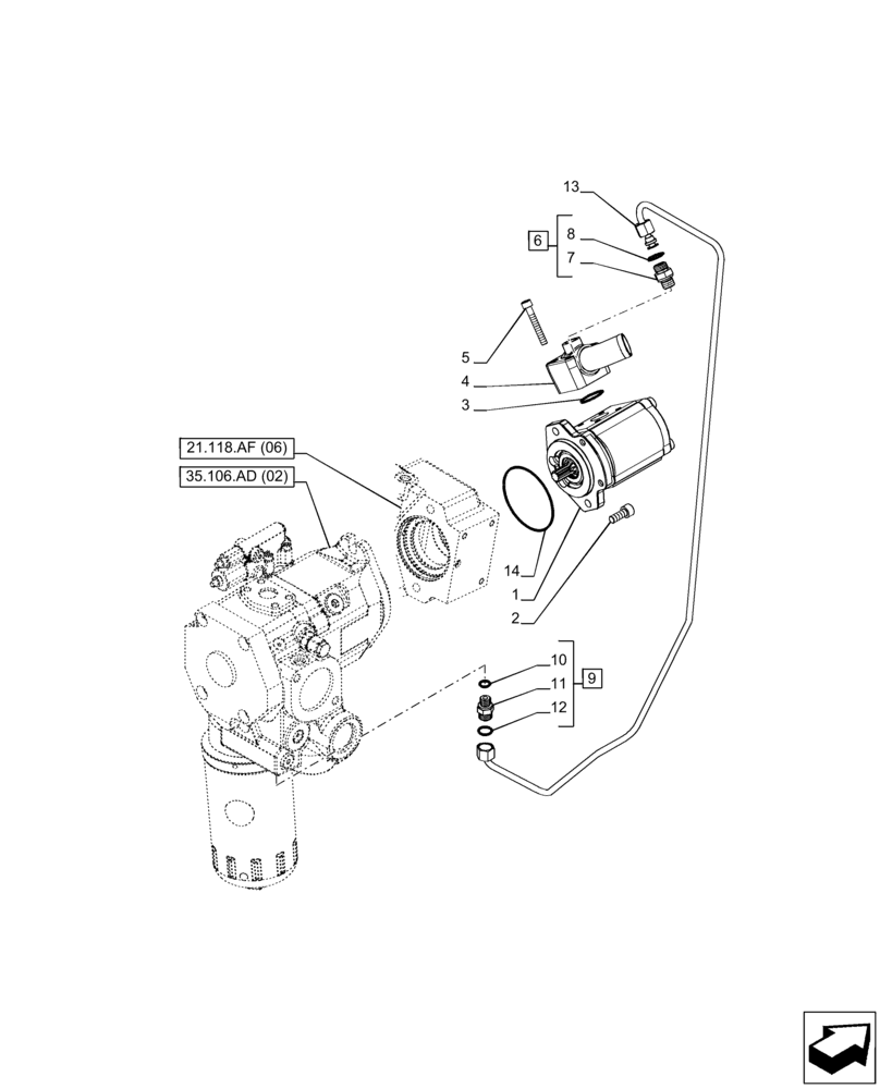 Схема запчастей Case IH PUMA 165 CVT - (35.104.AA[02]) - VAR - 391161, 758055 - HYDRAULIC PUMP, CVT (35) - HYDRAULIC SYSTEMS