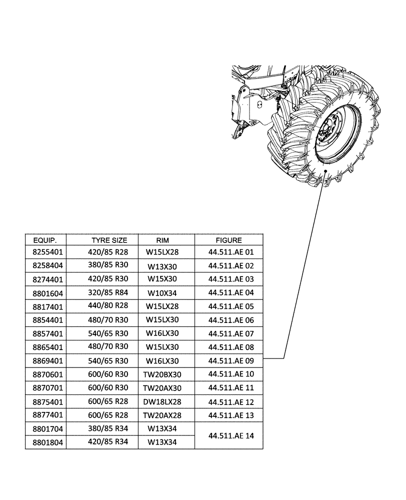 Схема запчастей Case IH PUMA 185 - (00.000.44[01]) - PICTORIAL INDEX - FRONT, WHEEL (00) - GENERAL & PICTORIAL INDEX