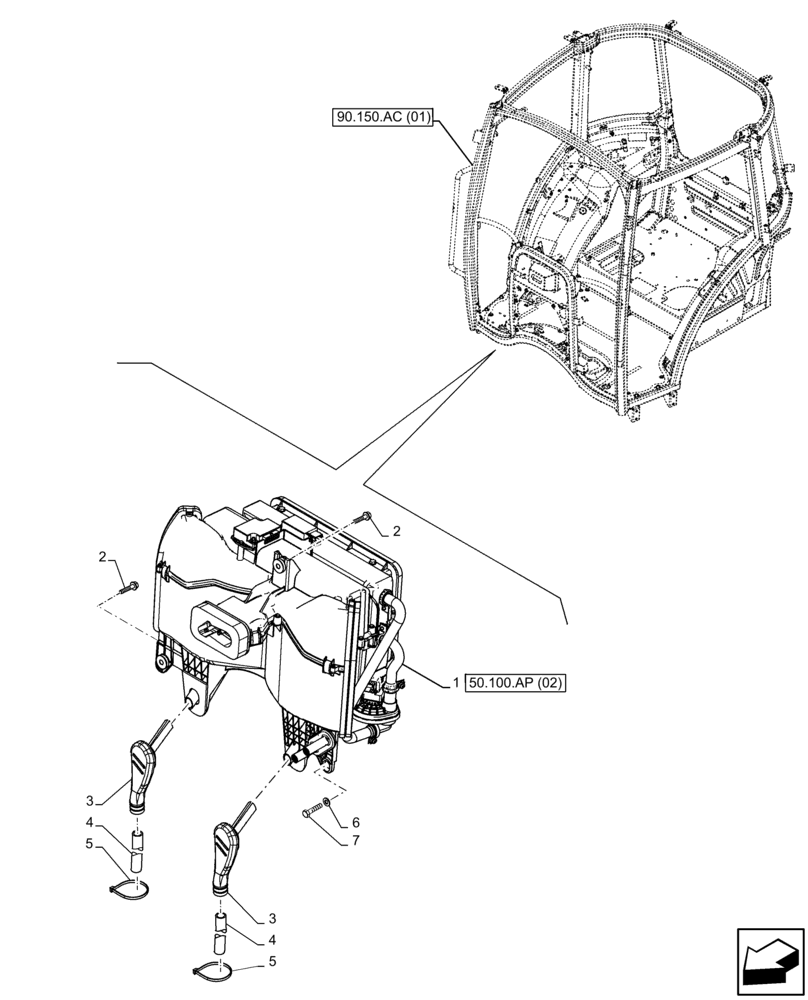 Схема запчастей Case IH FARMALL 115C - (50.100.AP[01]) - VAR - 334183, 334211, 391606, 743496, 743573, 744588 - AIR CONDITIONER, CAB (50) - CAB CLIMATE CONTROL