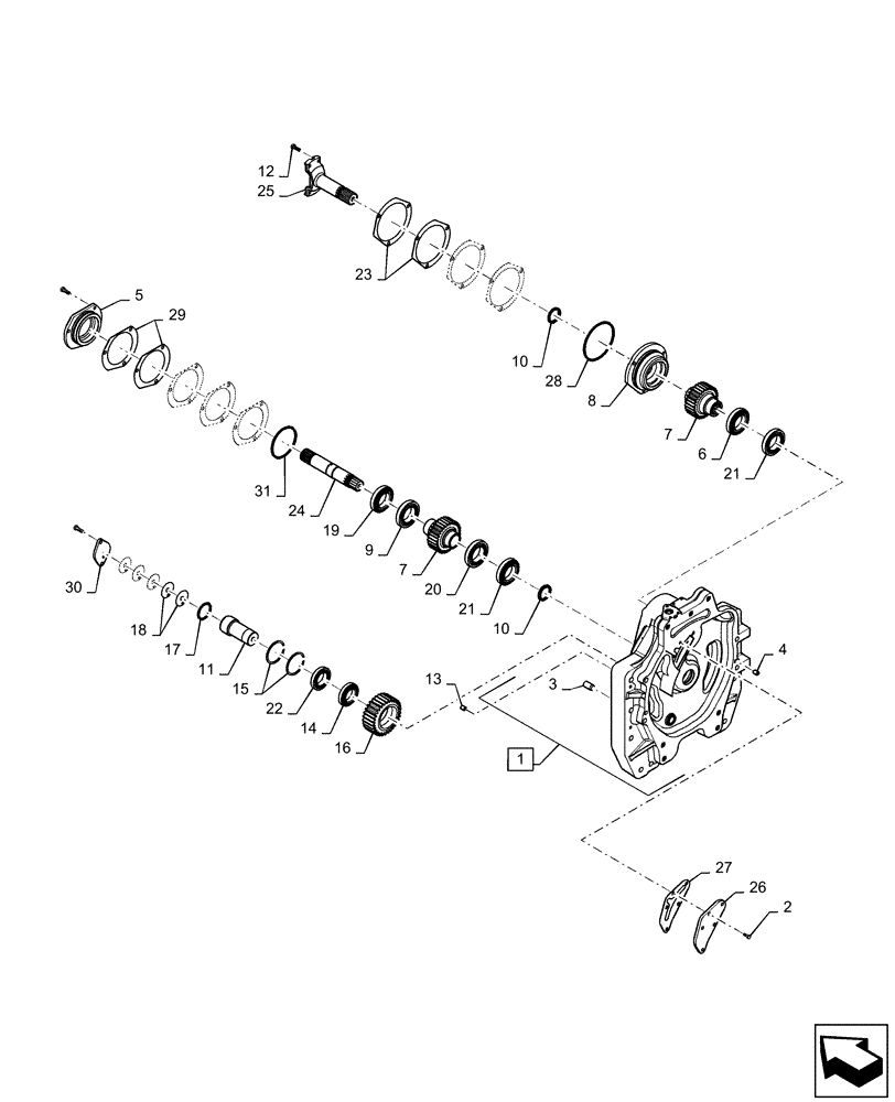 Схема запчастей Case IH MAGNUM 200 - (21.200.AA[02]) - VAR- 420104, 420105, 429326, 729571 - DROP BOX (21) - TRANSMISSION