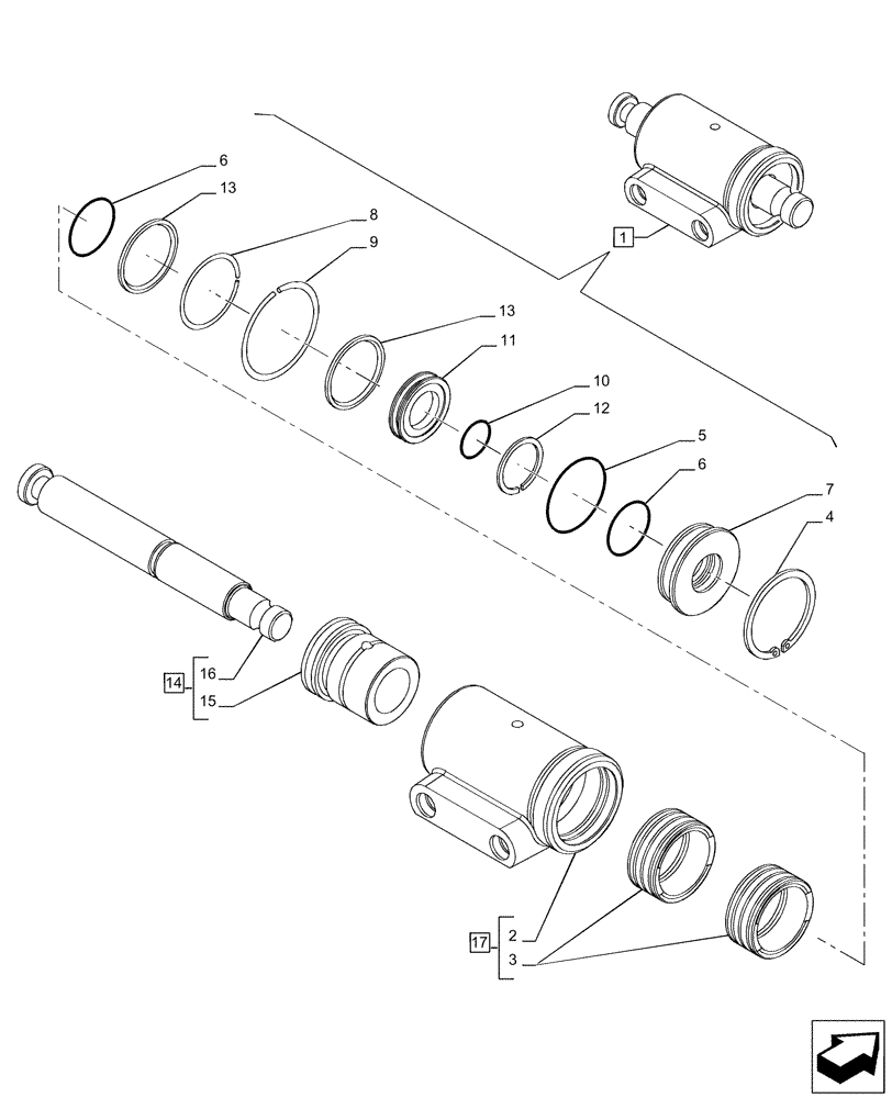 Схема запчастей Case IH PUMA 200 CVT - (21.507.AI[02]) - VAR - 337427, 337433, 391138, 758022 - TRANSMISSION, HYDRAULIC CYLINDER, COMPONENTS, CVT (21) - TRANSMISSION