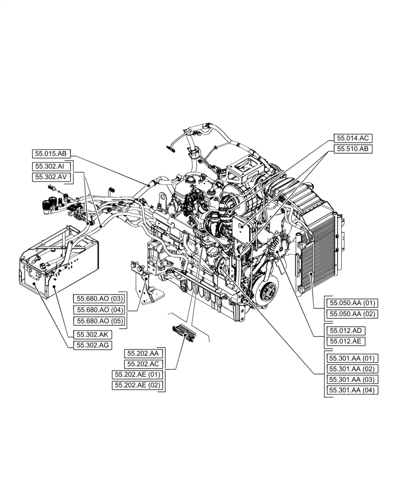Схема запчастей Case IH PUMA 150 - (00.000.55[03]) - PICTORIAL INDEX - ELECTRICAL SYSTEMS (00) - GENERAL & PICTORIAL INDEX