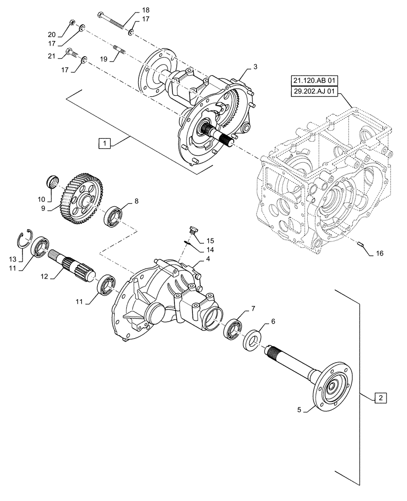 Схема запчастей Case IH FARMALL 35C - (27.100.AK[01]) - REAR AXLE, FARMALL 30C, 35C (27) - REAR AXLE SYSTEM