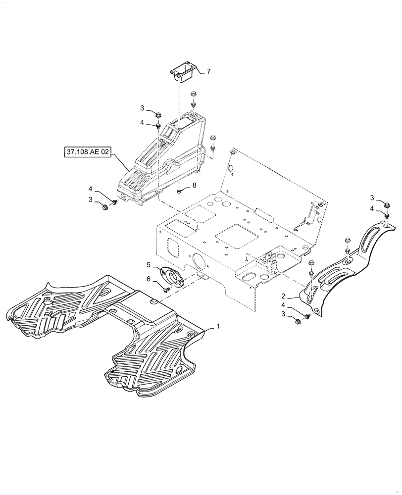 Схема запчастей Case IH FARMALL 35C - (90.151.AF) - CAB INTERIOR TRIM, FLOOR AND SIDE CONSOLE (90) - PLATFORM, CAB, BODYWORK AND DECALS