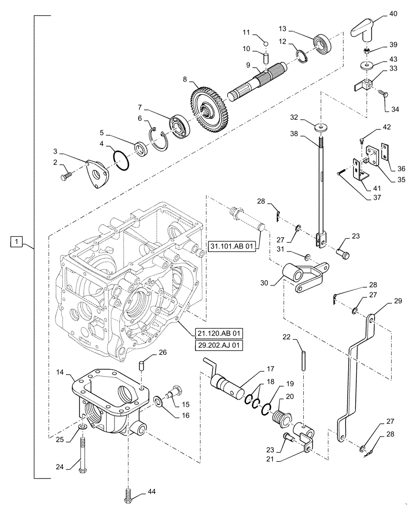 Схема запчастей Case IH FARMALL 35C - (31.201.00[03]) - MID PTO DRIVE SHAFT, DIA KIT, FARMALL 30C, 35C (31) - IMPLEMENT POWER TAKE OFF