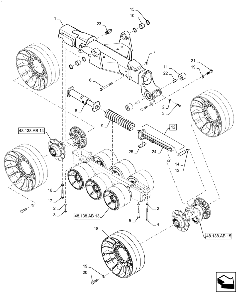 Схема запчастей Case IH QUADTRAC 580 - (48.138.AB[12]) - UNDERCARRIAGE ASSY, SCRAPER VERSION (48) - TRACKS & TRACK SUSPENSION