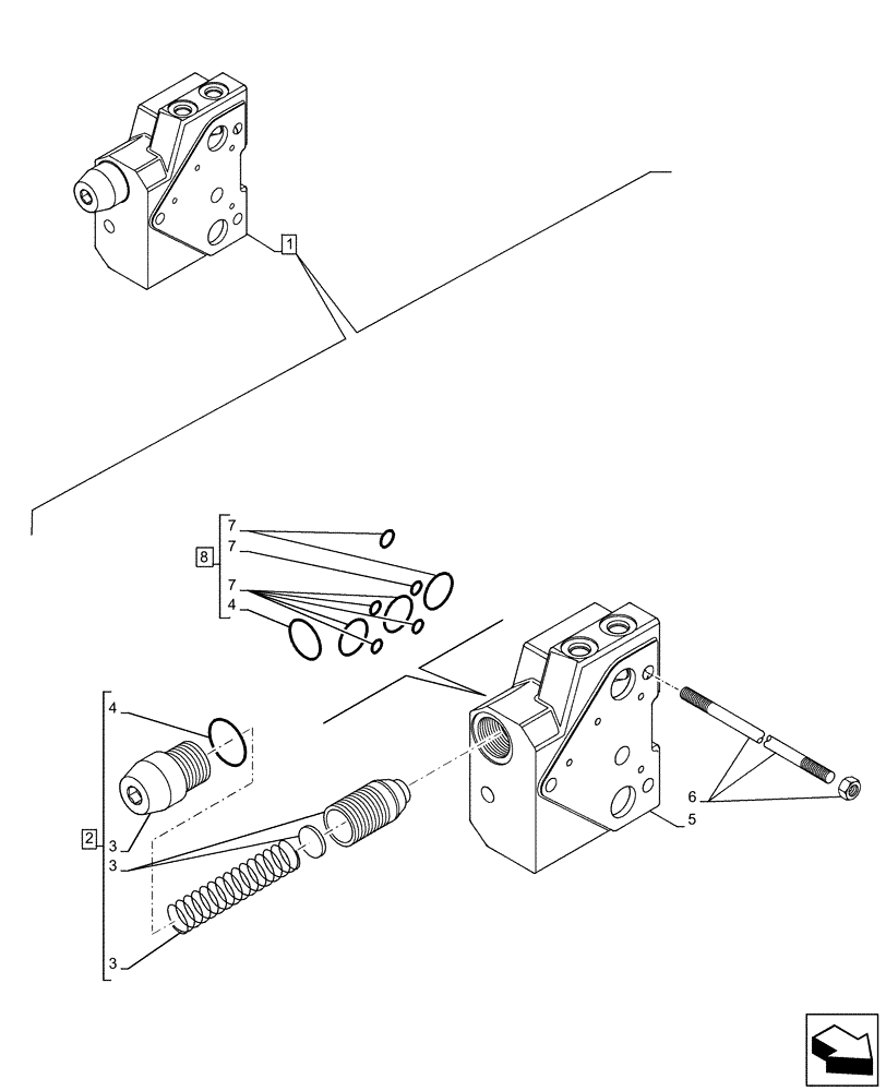 Схема запчастей Case IH FARMLIFT 735 - (35.359.AJ[07]) - CONTROL VALVE, SPOOL, OUTLET SECTION (35) - HYDRAULIC SYSTEMS