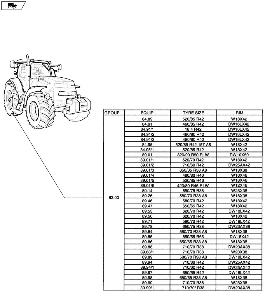 Схема запчастей Case IH PUMA 210 - (SEC. 11[03]) - WHEELS / TRACKS (00) - GENERAL
