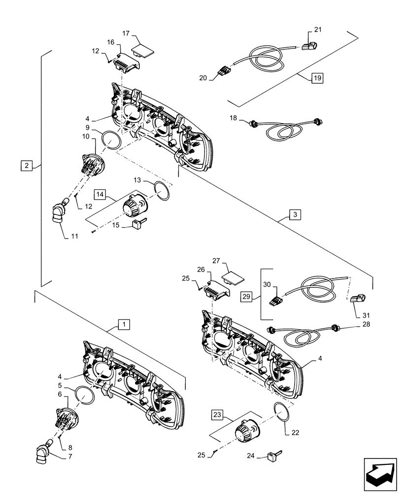 Схема запчастей Case IH MAGNUM 225 - (55.404.01[02]) - WORK LIGHT, CENTER (55) - ELECTRICAL SYSTEMS