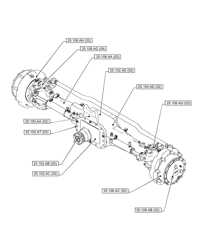 Схема запчастей Case IH PUMA 165 CVT - (25.000.00[02]) - SECTION INDEX - FRONT AXLE SYSTEM (25) - FRONT AXLE SYSTEM