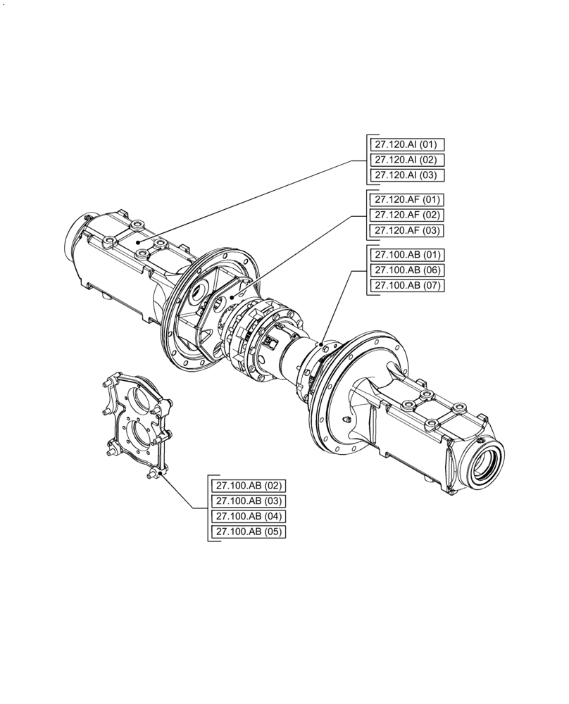 Схема запчастей Case IH PUMA 165 - (27.000.00) - SECTION INDEX - REAR AXLE SYSTEM (27) - REAR AXLE SYSTEM