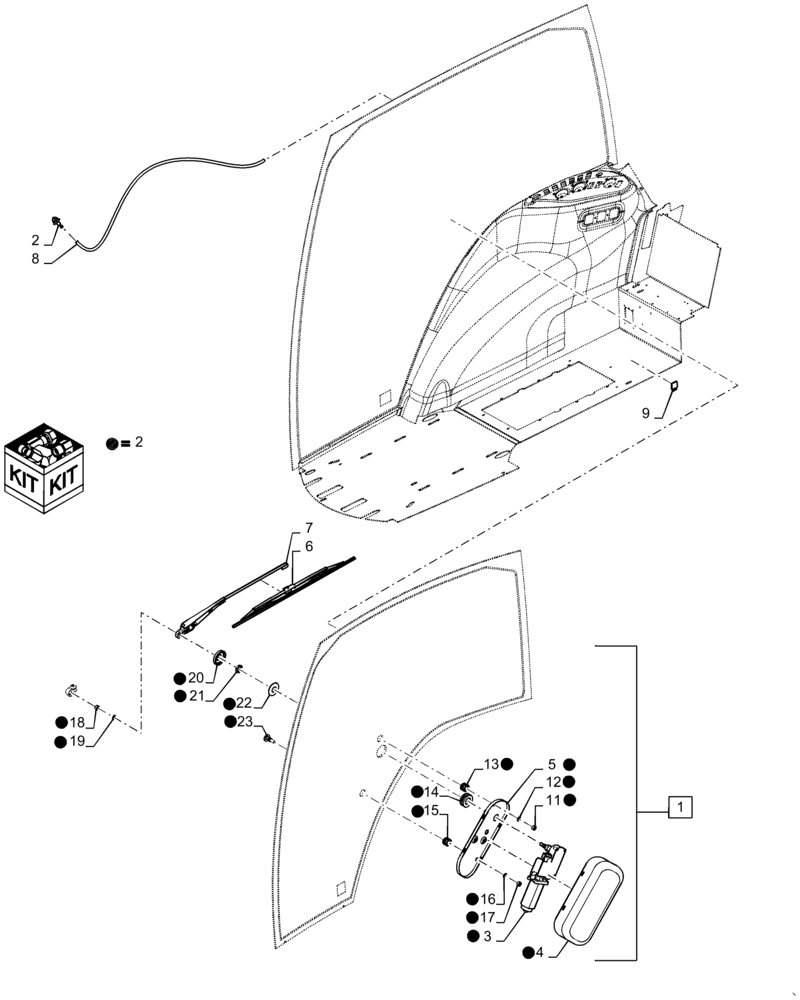 Схема запчастей Case IH MAGNUM 380 - (55.518.AW[02]) - WINDSHIELD WASHER , RH WINDOW (55) - ELECTRICAL SYSTEMS