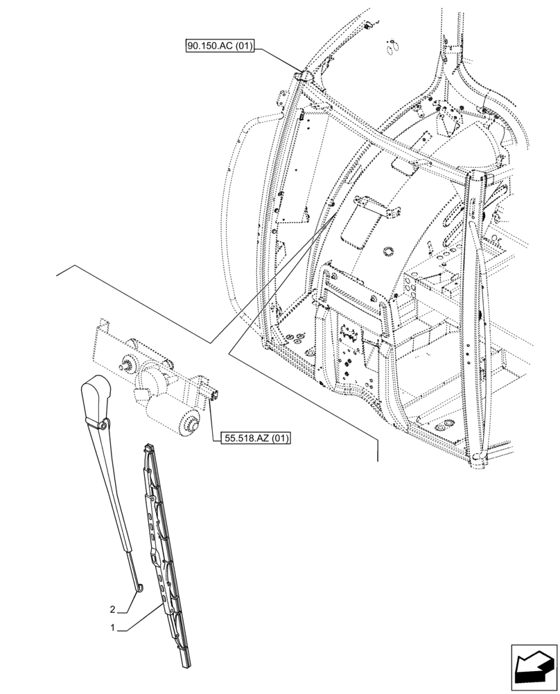 Схема запчастей Case IH PUMA 220 - (55.518.AW[01]) - VAR - 391147, 391148, 758034 - WINDSHIELD WIPER, ARM (55) - ELECTRICAL SYSTEMS