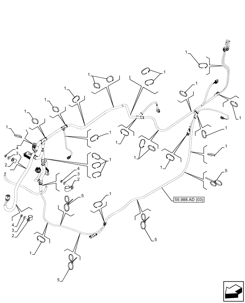 Схема запчастей Case IH FARMLIFT 935 - (55.988.AD[03]) - DEF/ADBLUE™, HARNESS, CABLE CLIP (55) - ELECTRICAL SYSTEMS