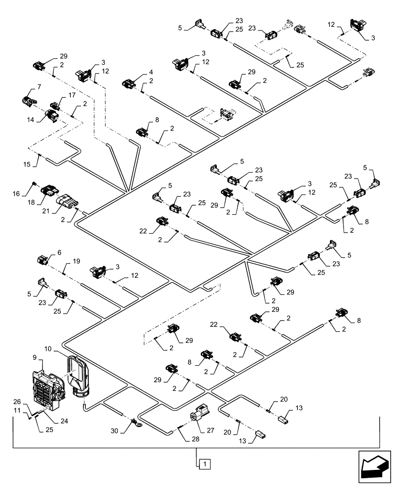 Схема запчастей Case IH MAGNUM 200 - (55.101.AC[02]) - VAR- 429326, 729571 - CHASSIS WIRE HARNESS - FPS - BSN - ZERH08099 (55) - ELECTRICAL SYSTEMS