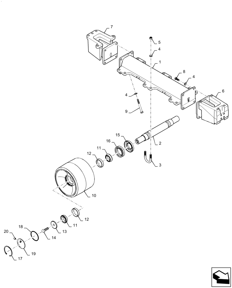 Схема запчастей Case IH QUADTRAC 580 - (48.138.AB[03]) - ROLLER ASSY, BSN ZFF304747 (48) - TRACKS & TRACK SUSPENSION