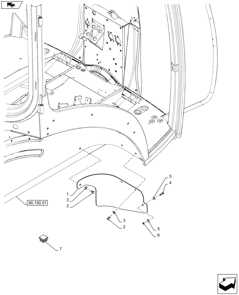 Схема запчастей Case IH PUMA 145 - (90.116.04[03]) - REAR FENDERS - MUDGUARD, RH (90) - PLATFORM, CAB, BODYWORK AND DECALS