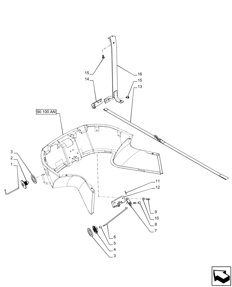 Схема запчастей Case IH PUMA 200 CVT - (90.102.AU) - VAR - 391216, 758207, 758208, 758210 - HOOD, LATCH (90) - PLATFORM, CAB, BODYWORK AND DECALS