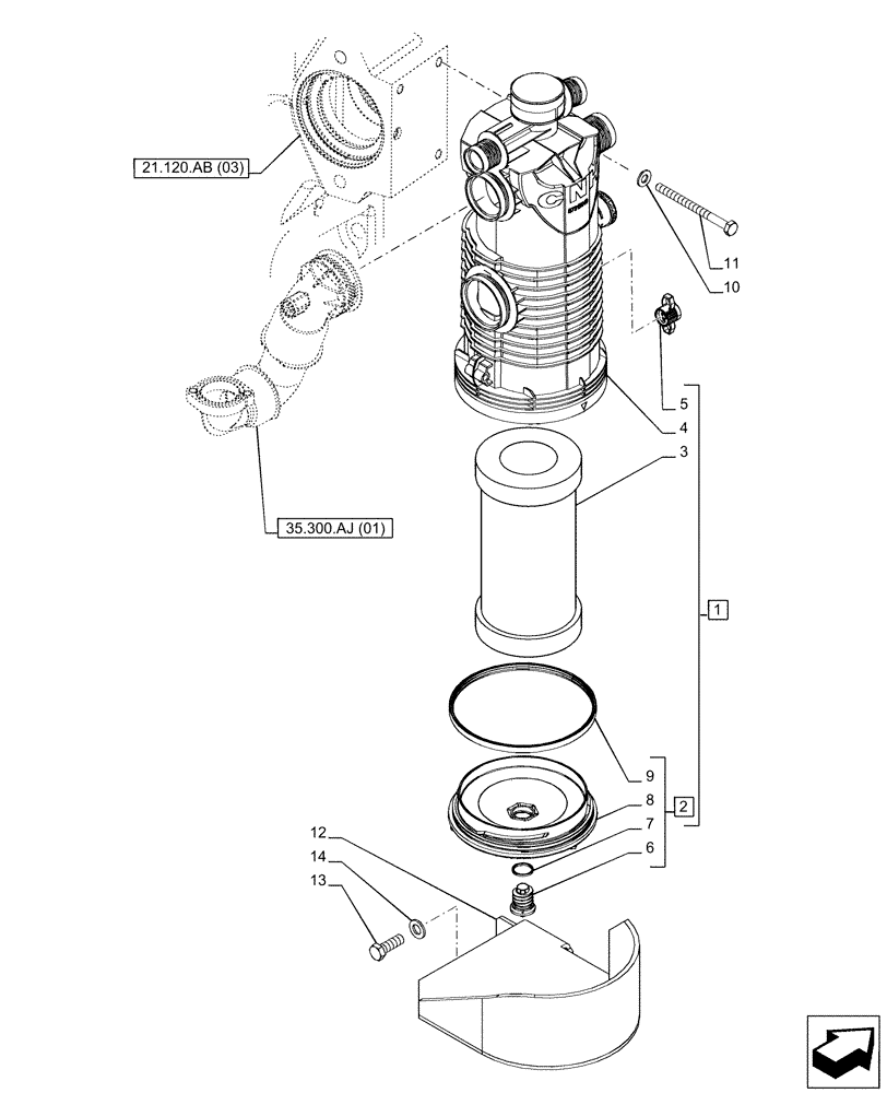 Схема запчастей Case IH PUMA 200 - (35.300.AN[01]) - VAR - 391161, 758056 - OIL FILTER, POWERSHIFT (35) - HYDRAULIC SYSTEMS