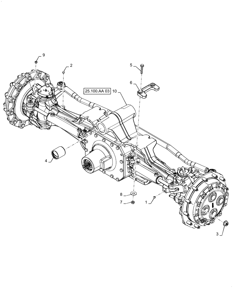 Схема запчастей Case IH MAGNUM 180 - (25.100.AA[02]) - VAR - 429327 - AXLE COMPONENTS - CL 4 (25) - FRONT AXLE SYSTEM