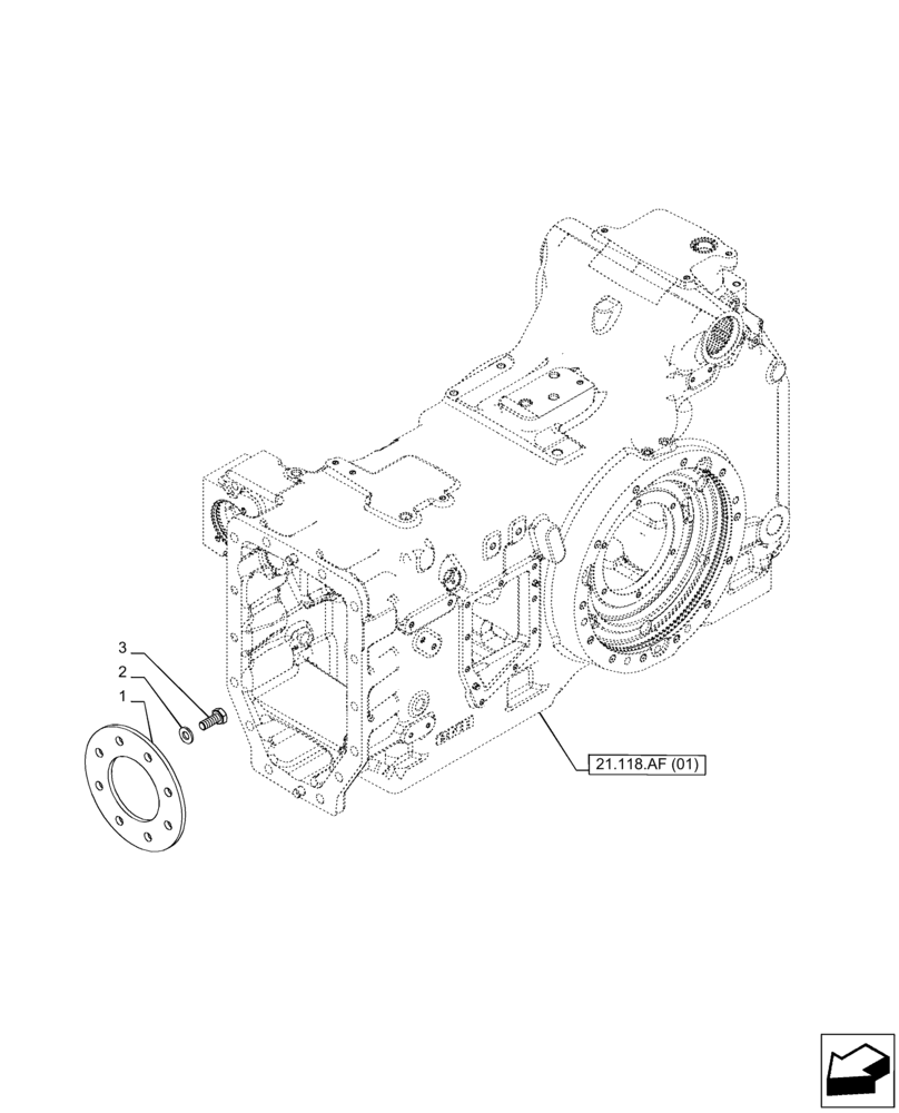 Схема запчастей Case IH PUMA 165 - (27.100.AB[04]) - VAR - 758016, 758018, 758020 - TRANSMISSION, SUPPORT, POWERSHIFT (27) - REAR AXLE SYSTEM