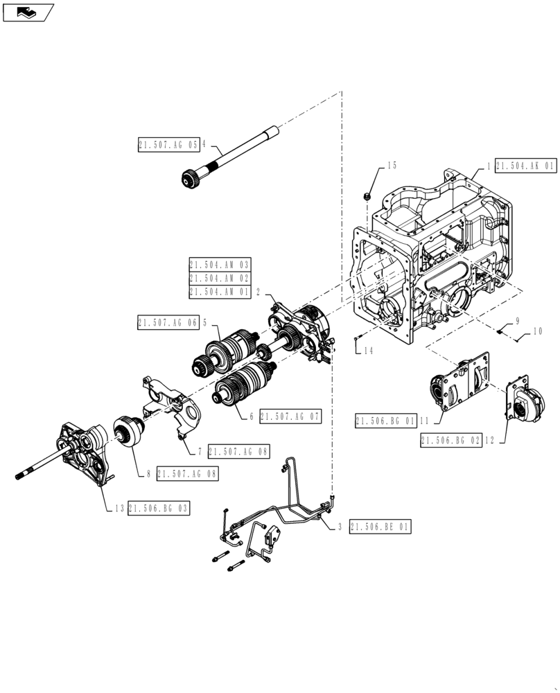 Схема запчастей Case IH MAGNUM 280 - (21.504.AK[01]) - VAR - 429334, 429335 - TRANSMISSION - CVT - MAIN HOUSING ASSY (21) - TRANSMISSION