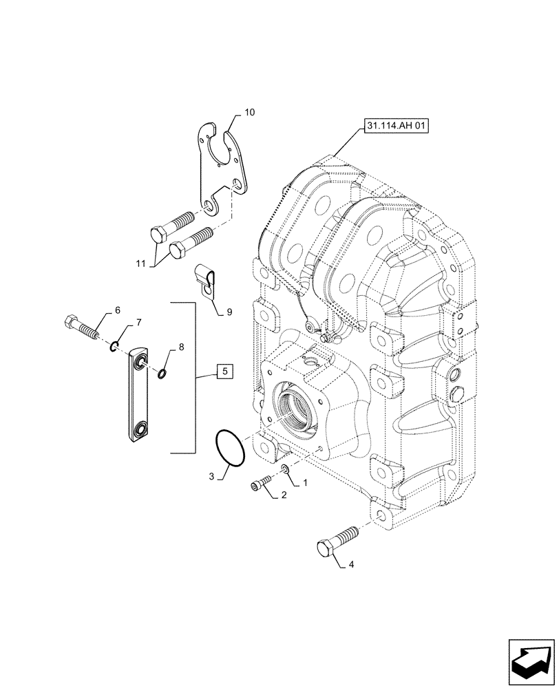 Схема запчастей Case IH MAGNUM 200 - (31.114.AH[03]) - PTO GEAR HOUSING (31) - IMPLEMENT POWER TAKE OFF