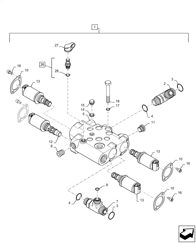 Схема запчастей Case IH MAGNUM 240 - (31.104.AR[01]) - VAR- 420104, 420105 - VALVE, DISTRIBUTOR, PTO - CVT (31) - IMPLEMENT POWER TAKE OFF