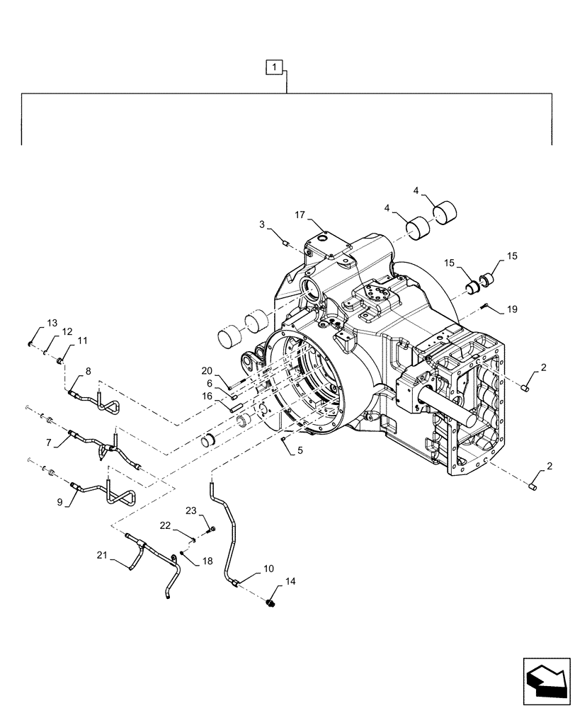 Схема запчастей Case IH MAGNUM 180 - (21.118.AF[01]) - VAR- 420104, 420105 - FINAL DRIVE HOUSING - CVT (21) - TRANSMISSION