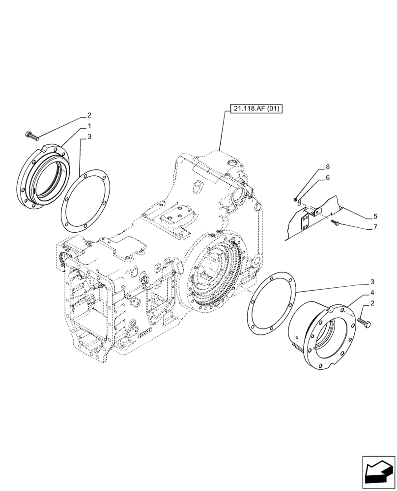 Схема запчастей Case IH PUMA 165 - (27.100.AB[01]) - VAR - 391158, 758052, 758053 - TRANSMISSION, SUPPORT, POWERSHIFT (27) - REAR AXLE SYSTEM